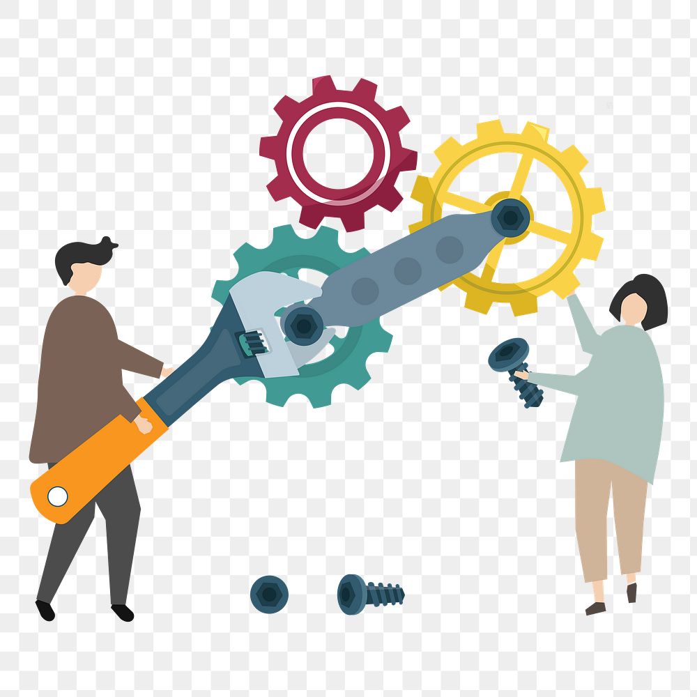 Business gears png illustration, transparent background