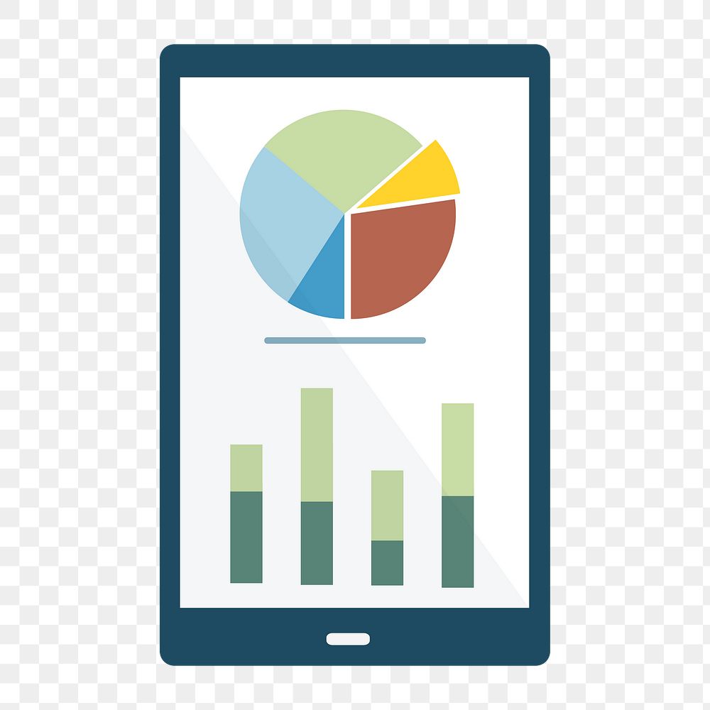 Png business graph analysis, digital device illustration on  transparent background 