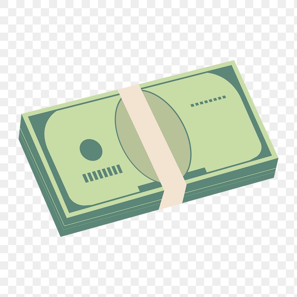 Money stack icon png, finance illustration on  transparent background 