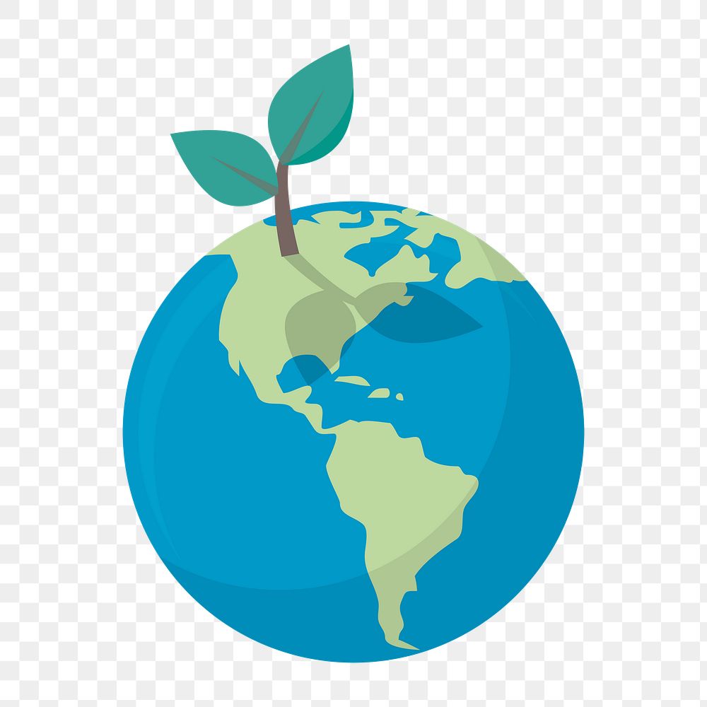 Green earth icon png, environmental conservation illustration on  transparent background 
