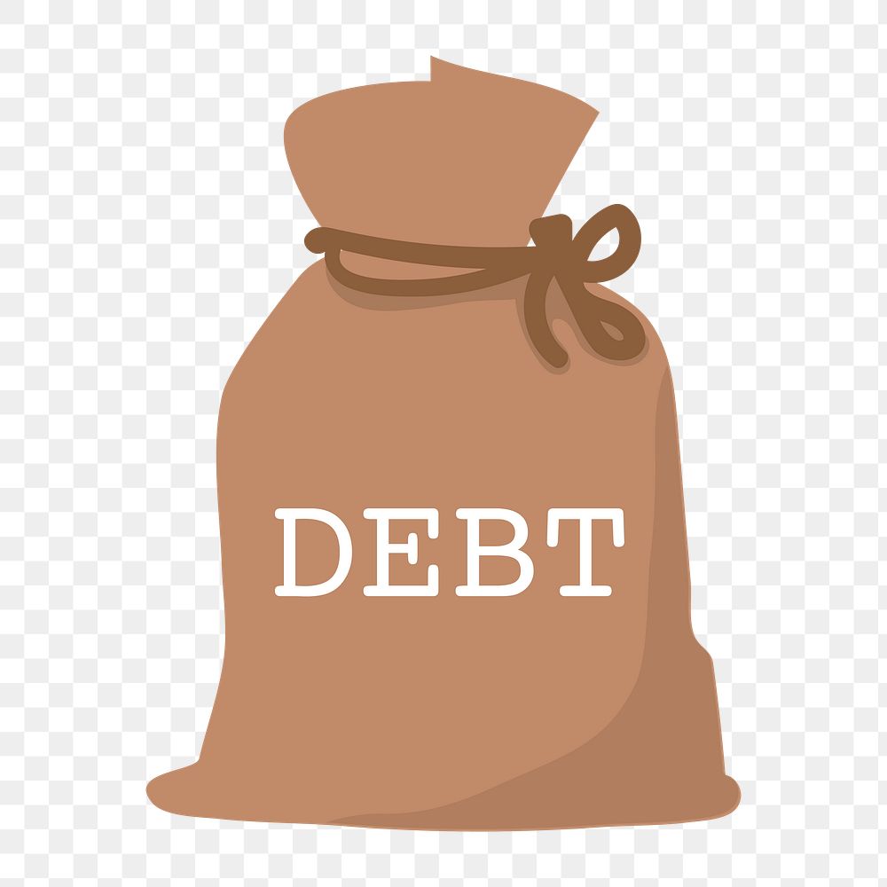 Debt icon png, financial concept illustration on  transparent background 