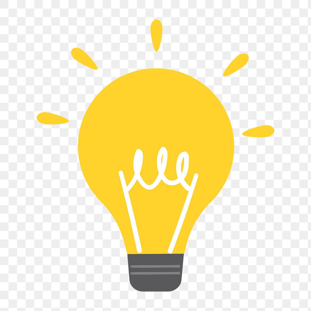 Light bulb icon png, creative thinking illustration on transparent background 