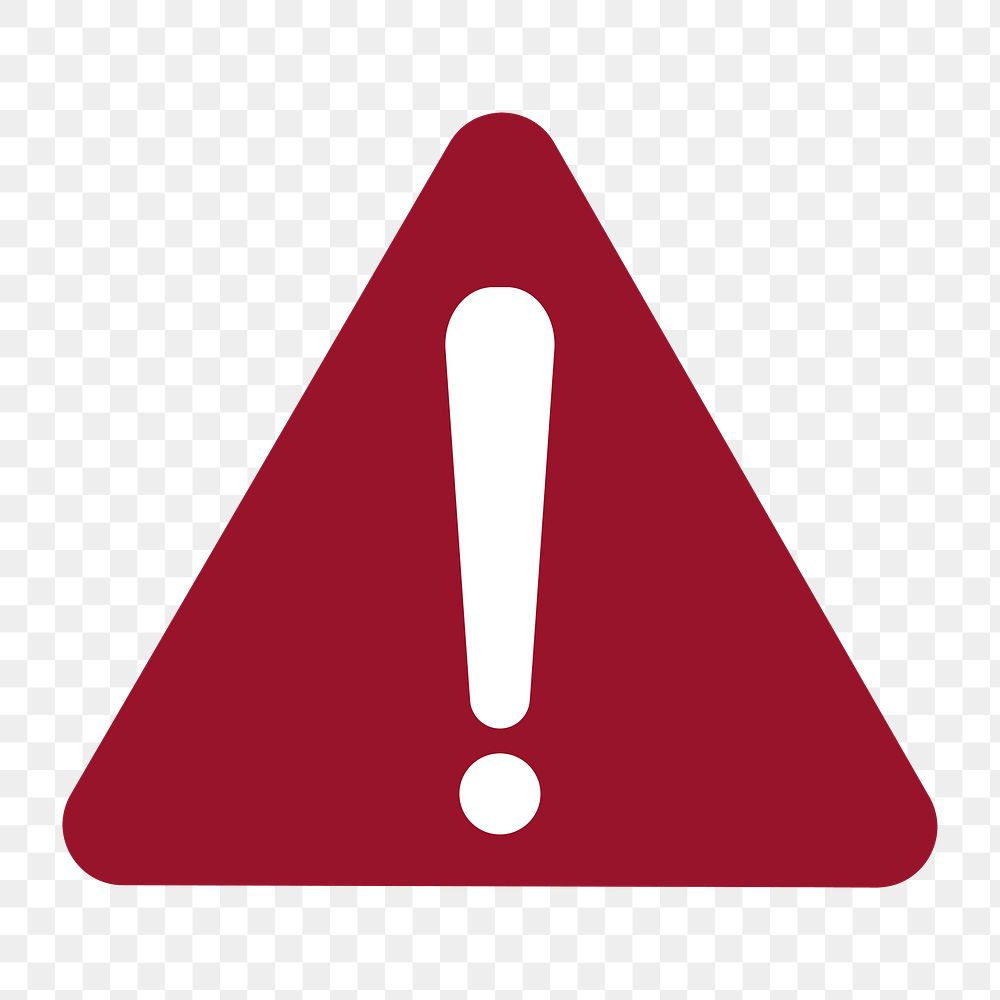 Warning sign icon png,  transparent background 