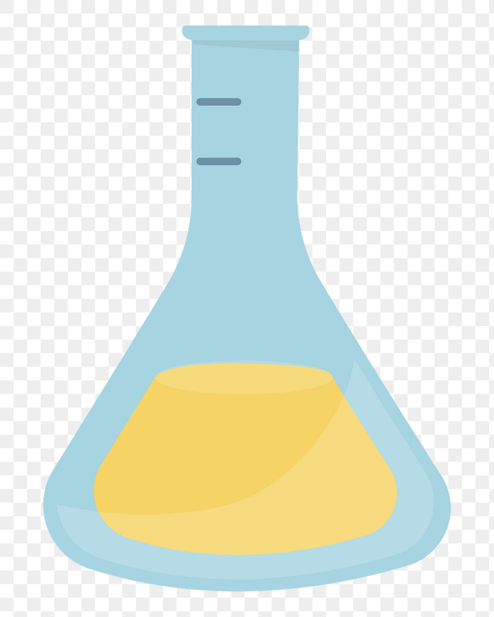 PNG Laboratory flask with yellow solution graphic illustration sticker, transparent background