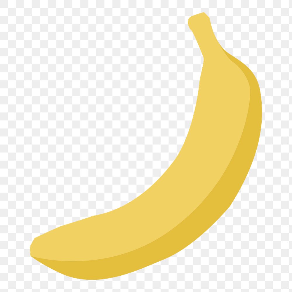  Png yellow banana flat sticker, transparent background