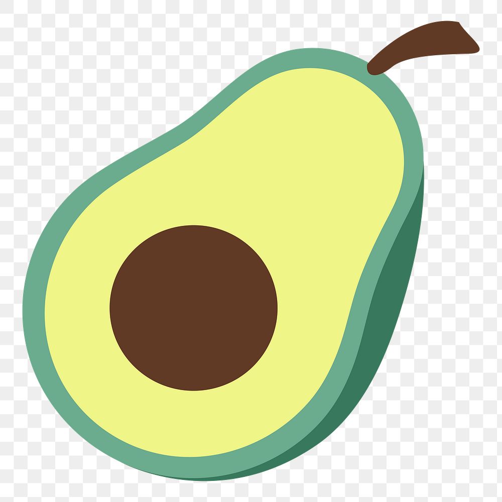  Png half avocado flat sticker, transparent background