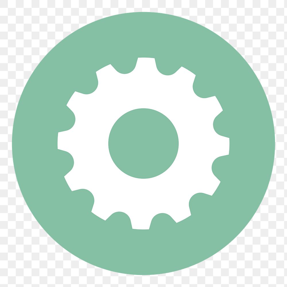  Png green gear icon, transparent background