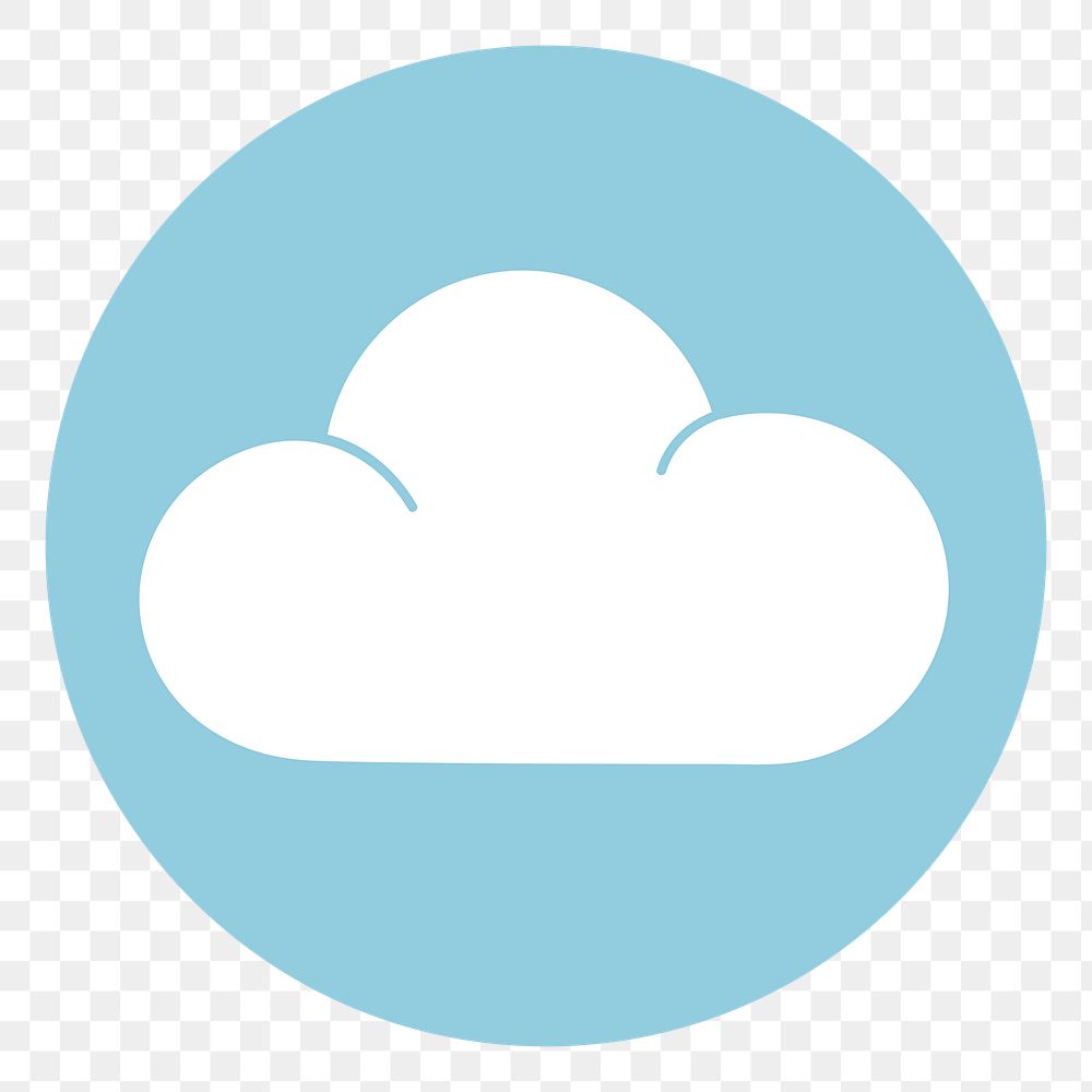 PNG Cloud sign on blue circle illustration sticker, transparent background