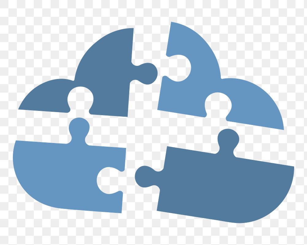 PNG Cloud shaped blue jigsaws graphic illustration sticker, transparent background