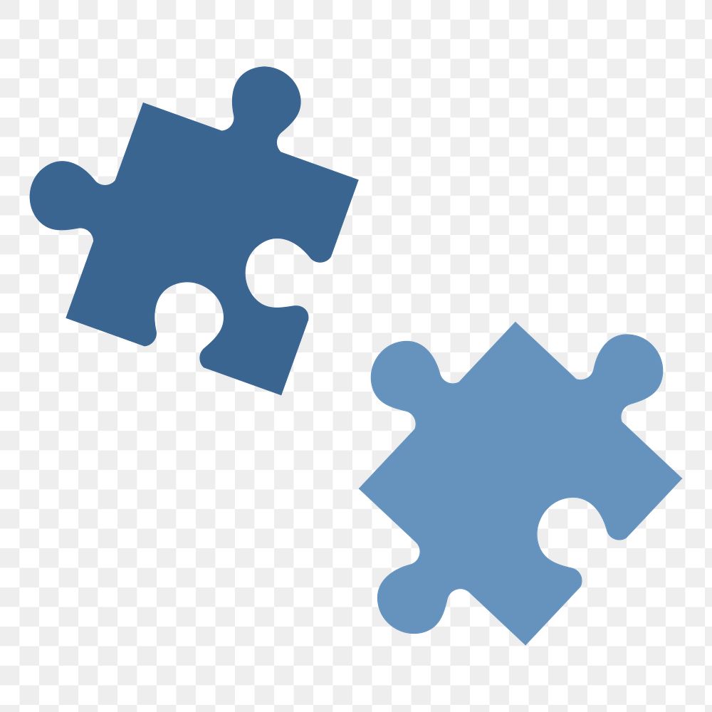 PNG Two blue jigsaw pieces graphic illustration sticker, transparent background