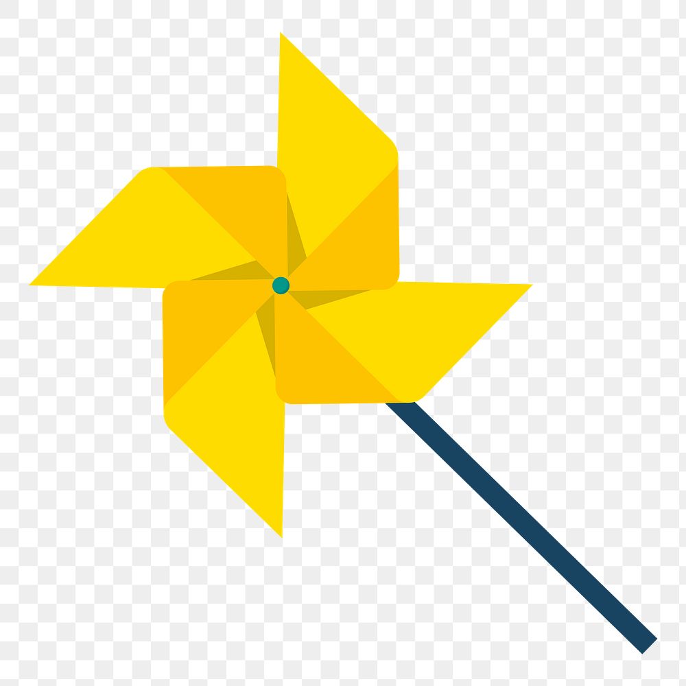  Png yellow pinwheel flat sticker, transparent background