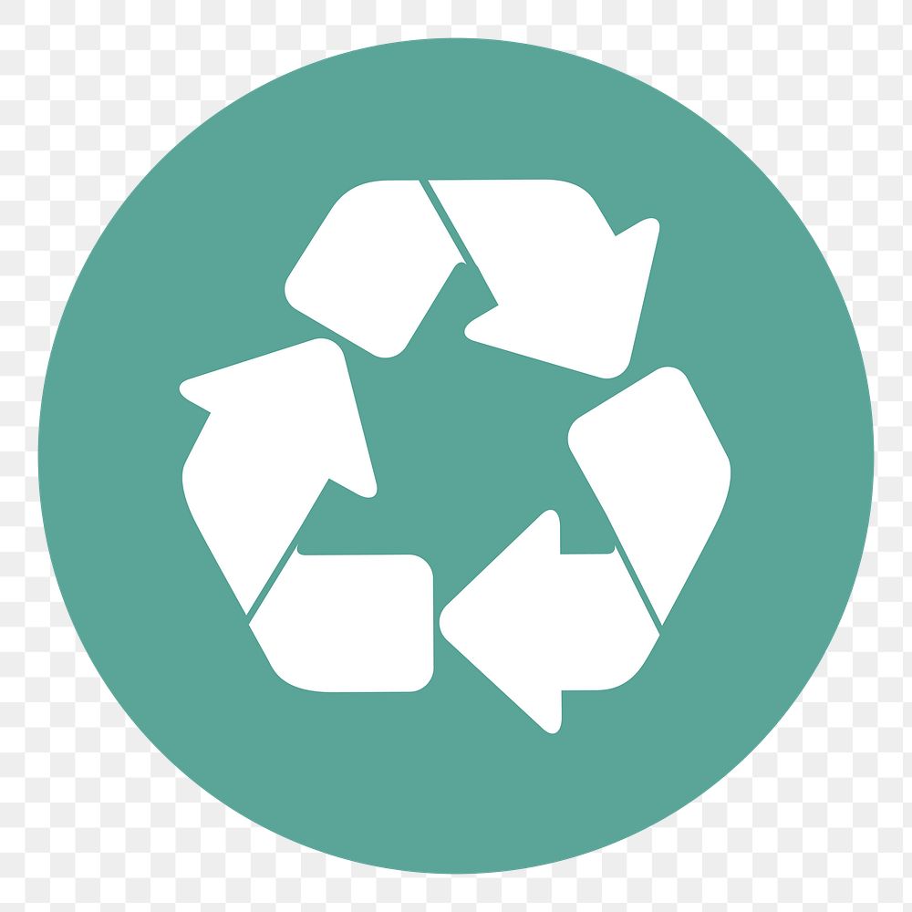 PNG Recycle icon on green circle illustration sticker, transparent background