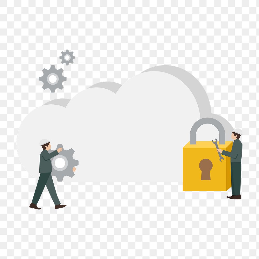Png cloud storage security illustration, transparent background