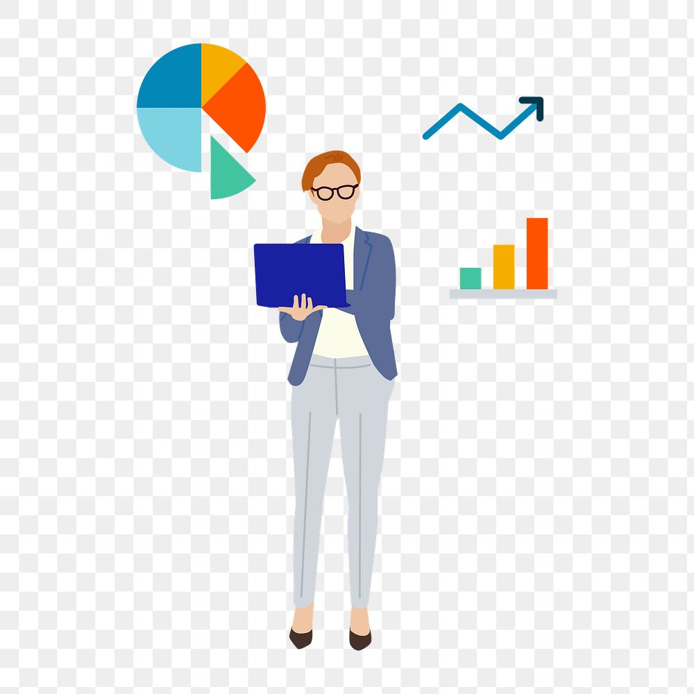 Png business growth analysis illustration, transparent background