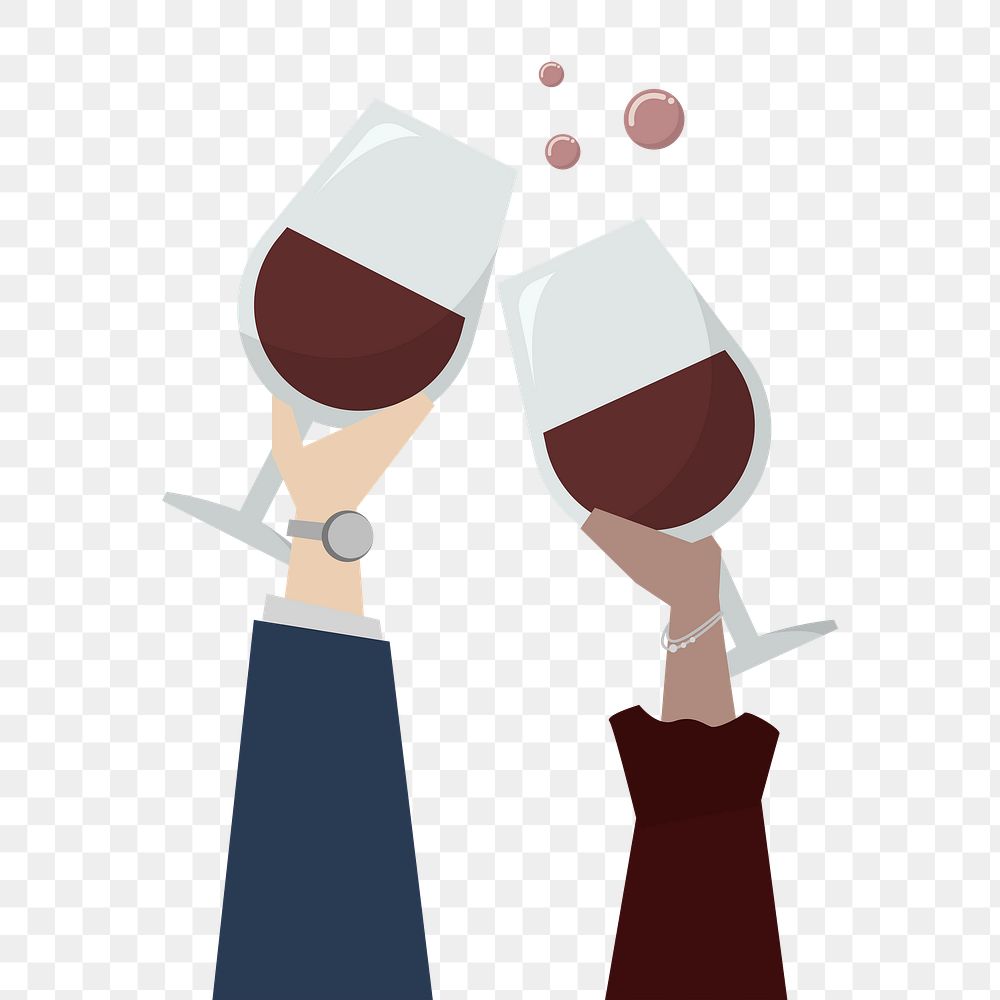 People drinking wine png, transparent background