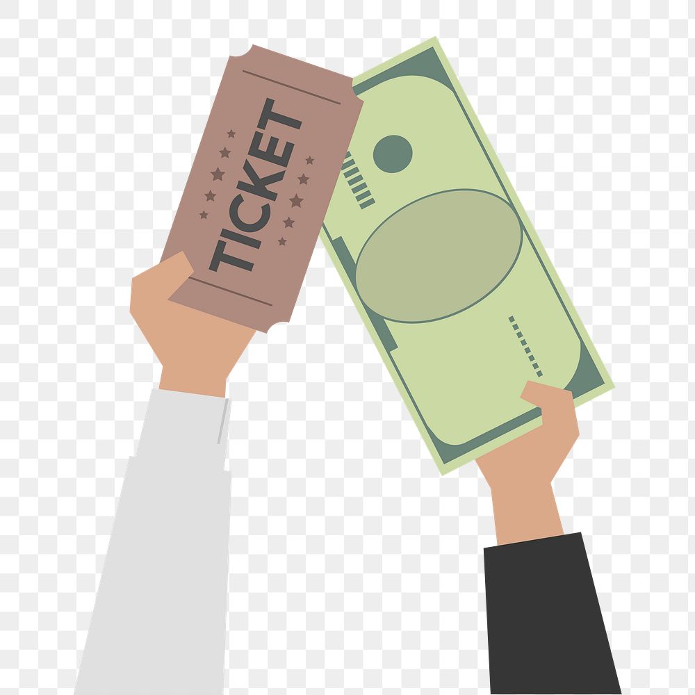 Hands buying movie tickets  png, transparent background