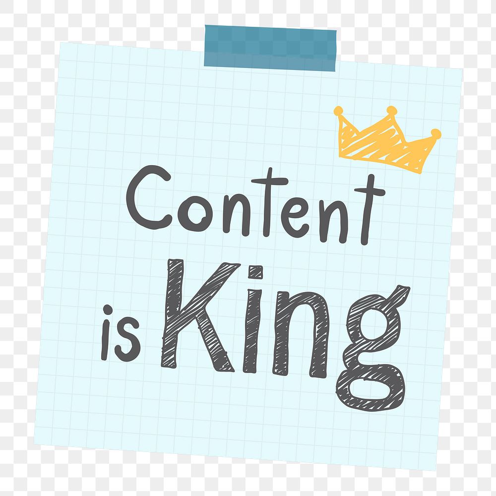 Png Content is king note illustration element, transparent background
