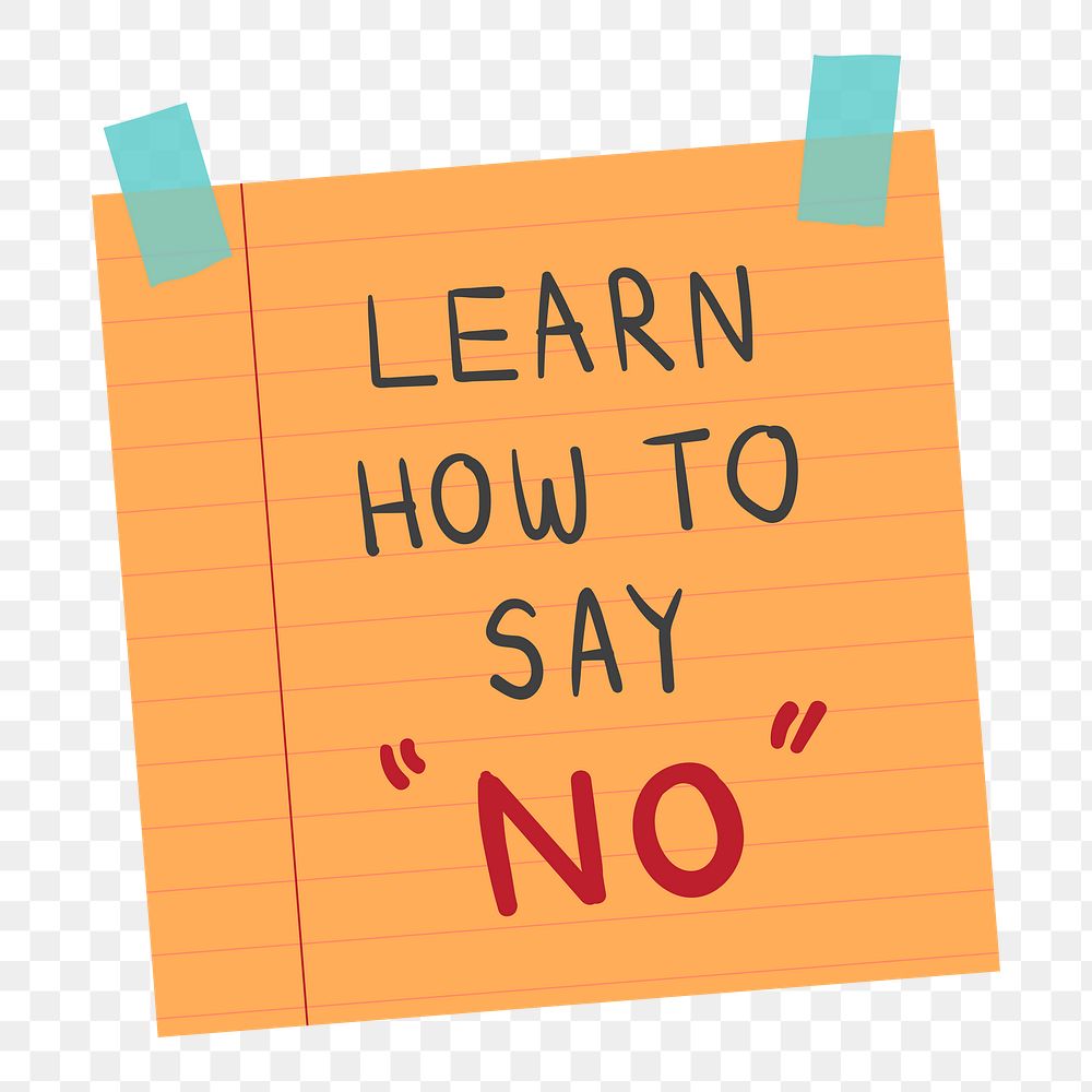 Png Learn how to say no note illustration element, transparent background