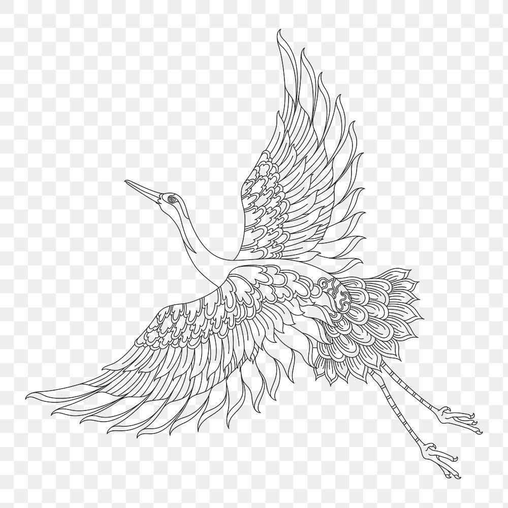 Png Crane bird element, transparent background