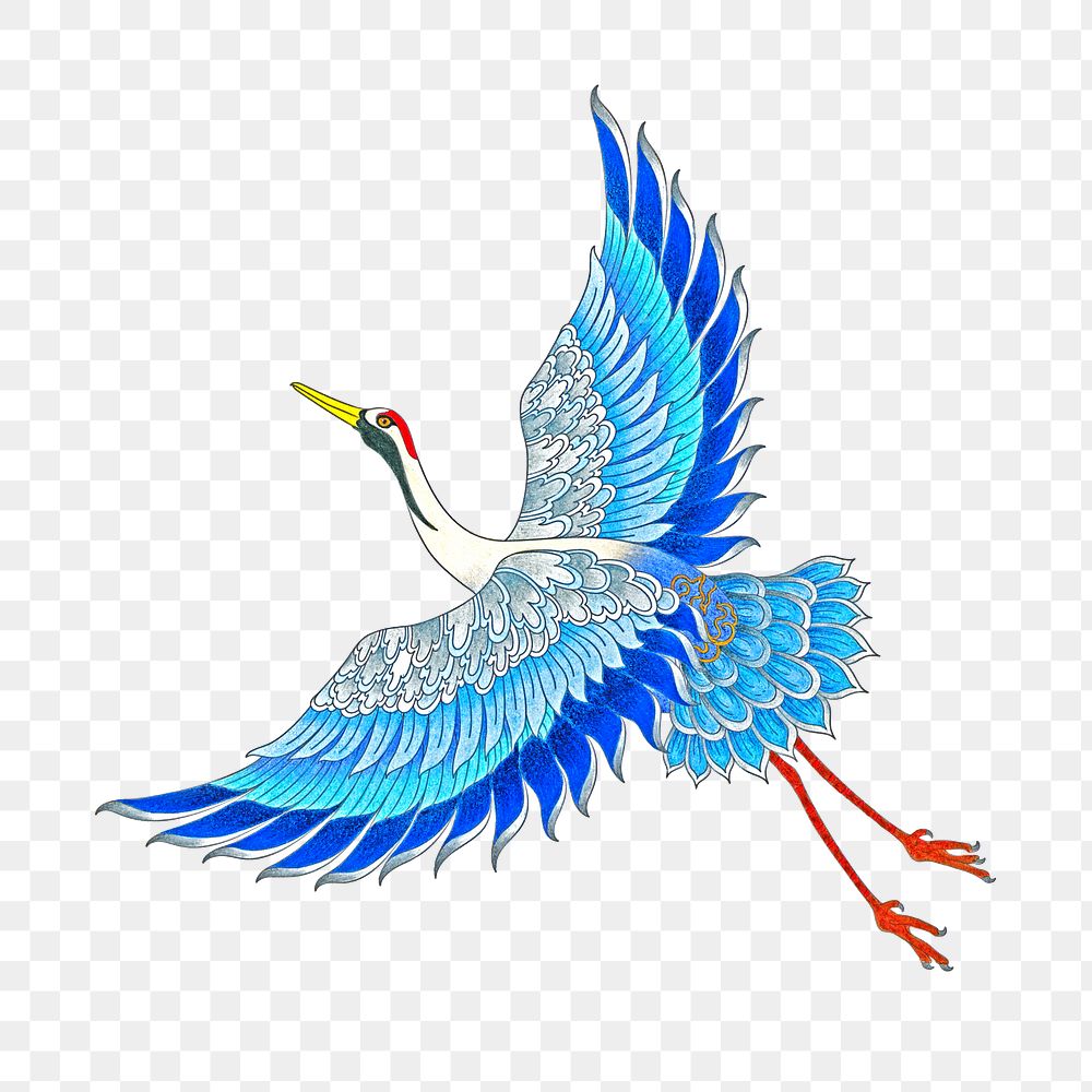 Blue crane png illustration on transparent background