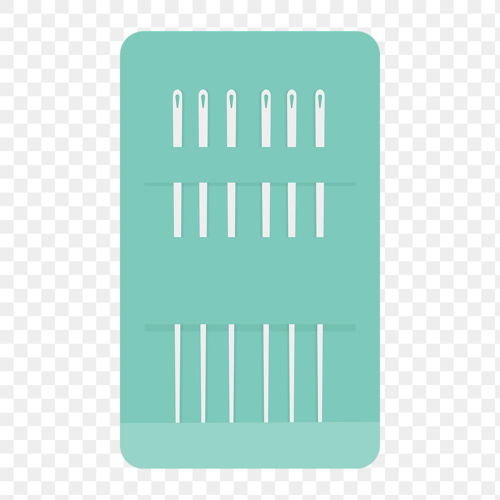 Png Needles in a green case illustration element, transparent background
