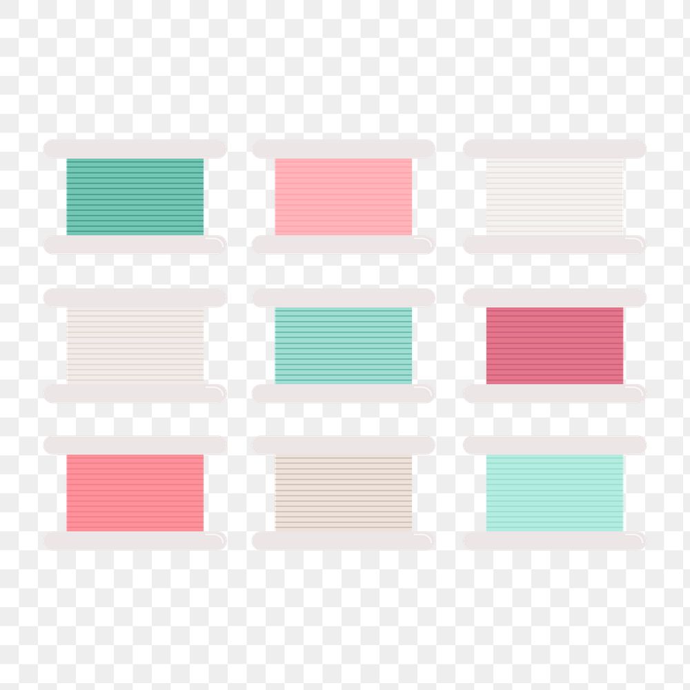 Png Colorful thread rolls illustration element, transparent background