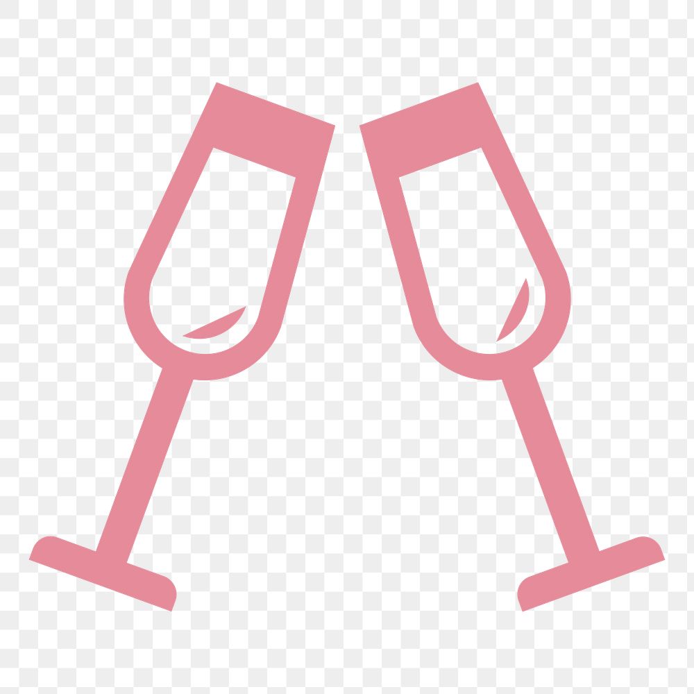 PNG Champagne glasses Valentines day icon illustration sticker, transparent background