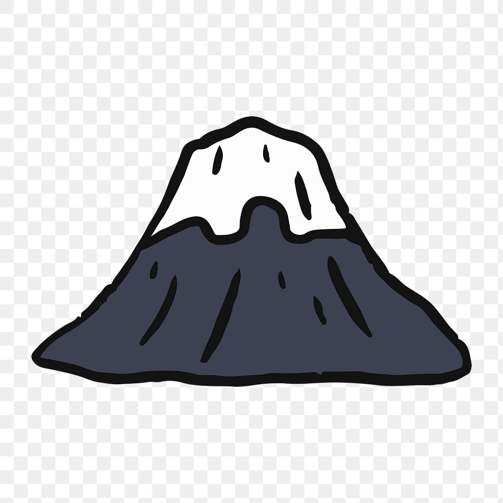 Png Fuji mountain doodle  sticker, transparent background