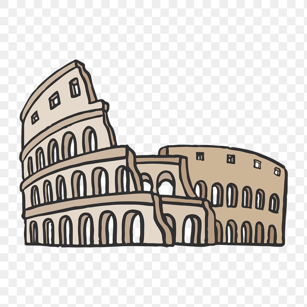 Png ancient Roman Colosseum  sticker, transparent background