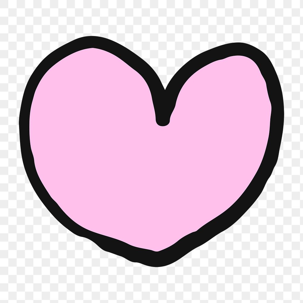 Png cute pink heart  sticker, transparent background
