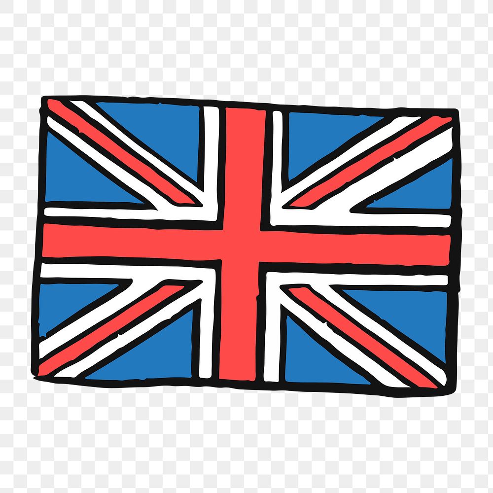 Png UK flag doodle  sticker, transparent background