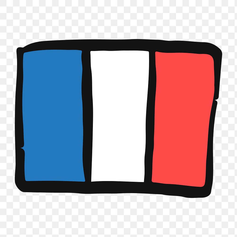 Png French flag doodle   sticker, transparent background