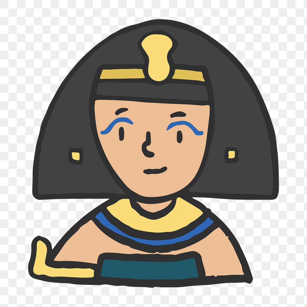 Png Egyptian Cleopatra doodle  sticker, transparent background