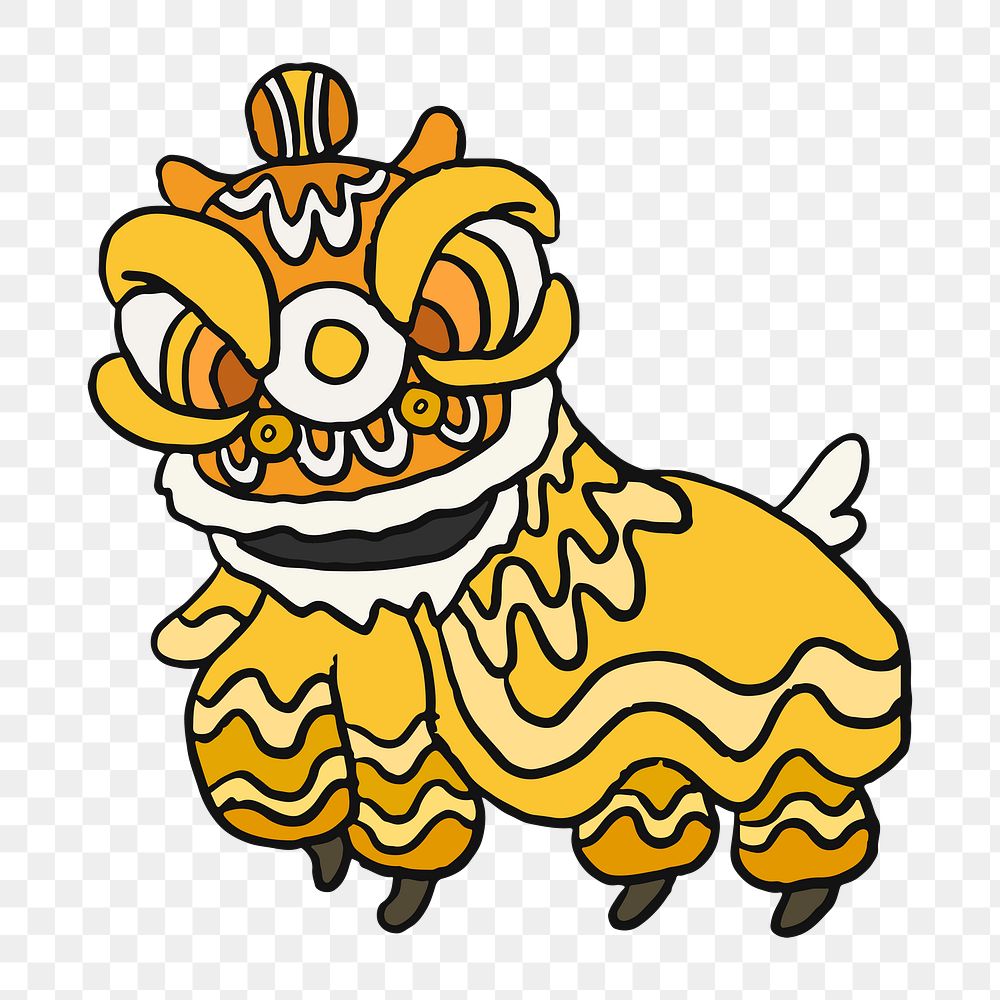 Png Chinese lion dance  sticker, transparent background
