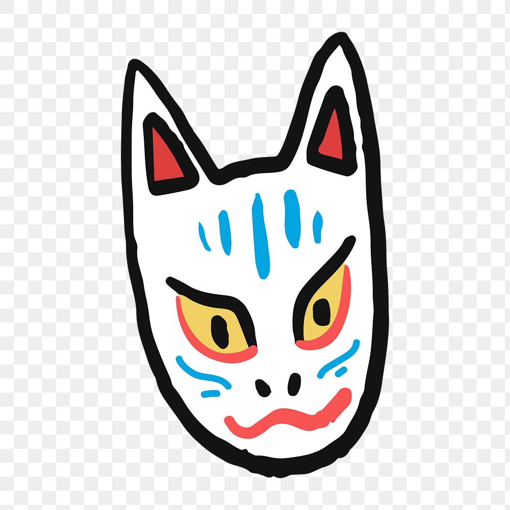 Png  Noh Mask Kitsune fox  sticker, transparent background