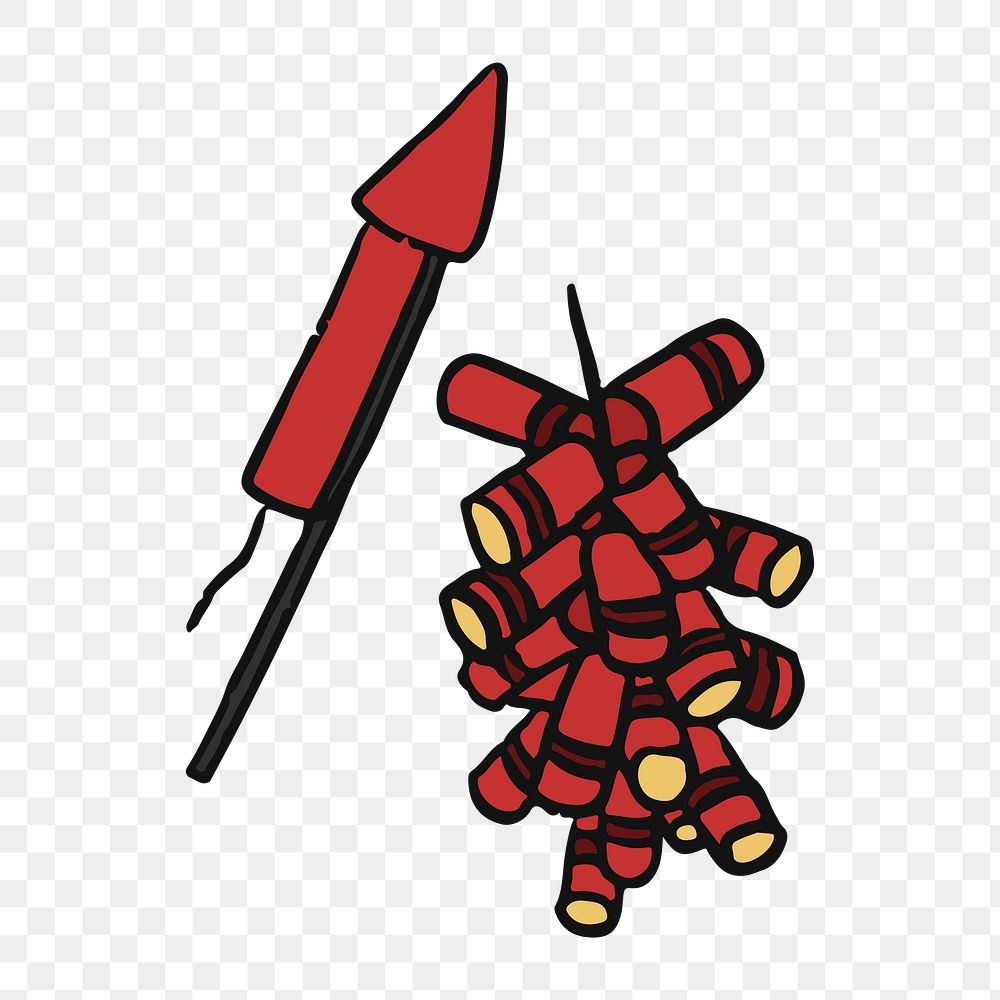 Png Chinese fireworks doodle   sticker, transparent background