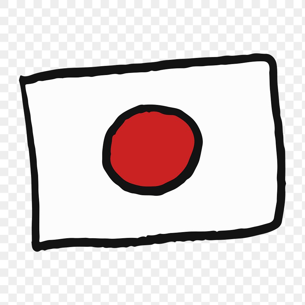 Png Japanese flag doodle  sticker, transparent background
