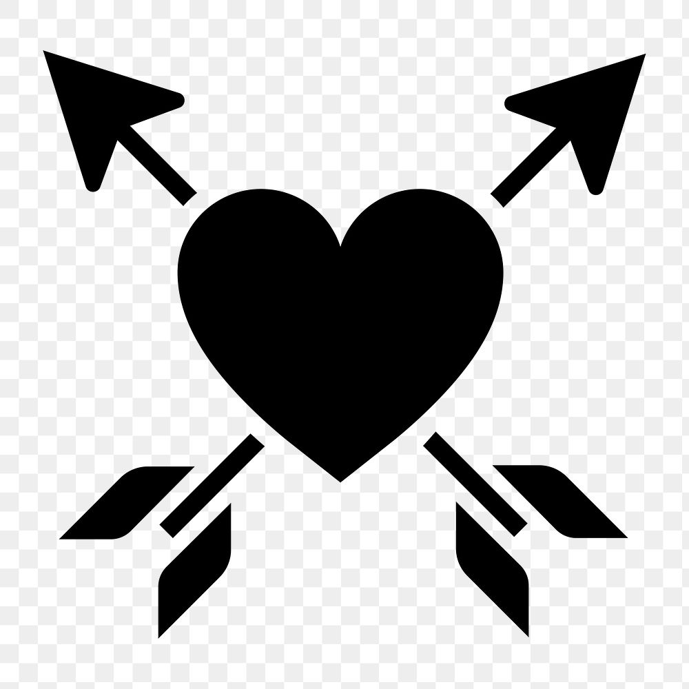 Png heart pierced with two arrows,  transparent background