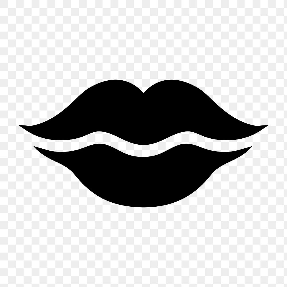 Luscious full lips icon png, graphic illustration on  transparent background 