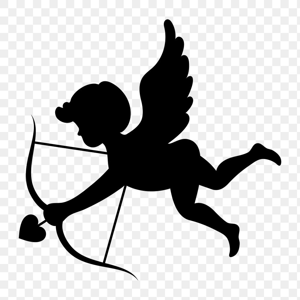 Cupid silhouette icon png, Valentine's day illustration on  transparent background 