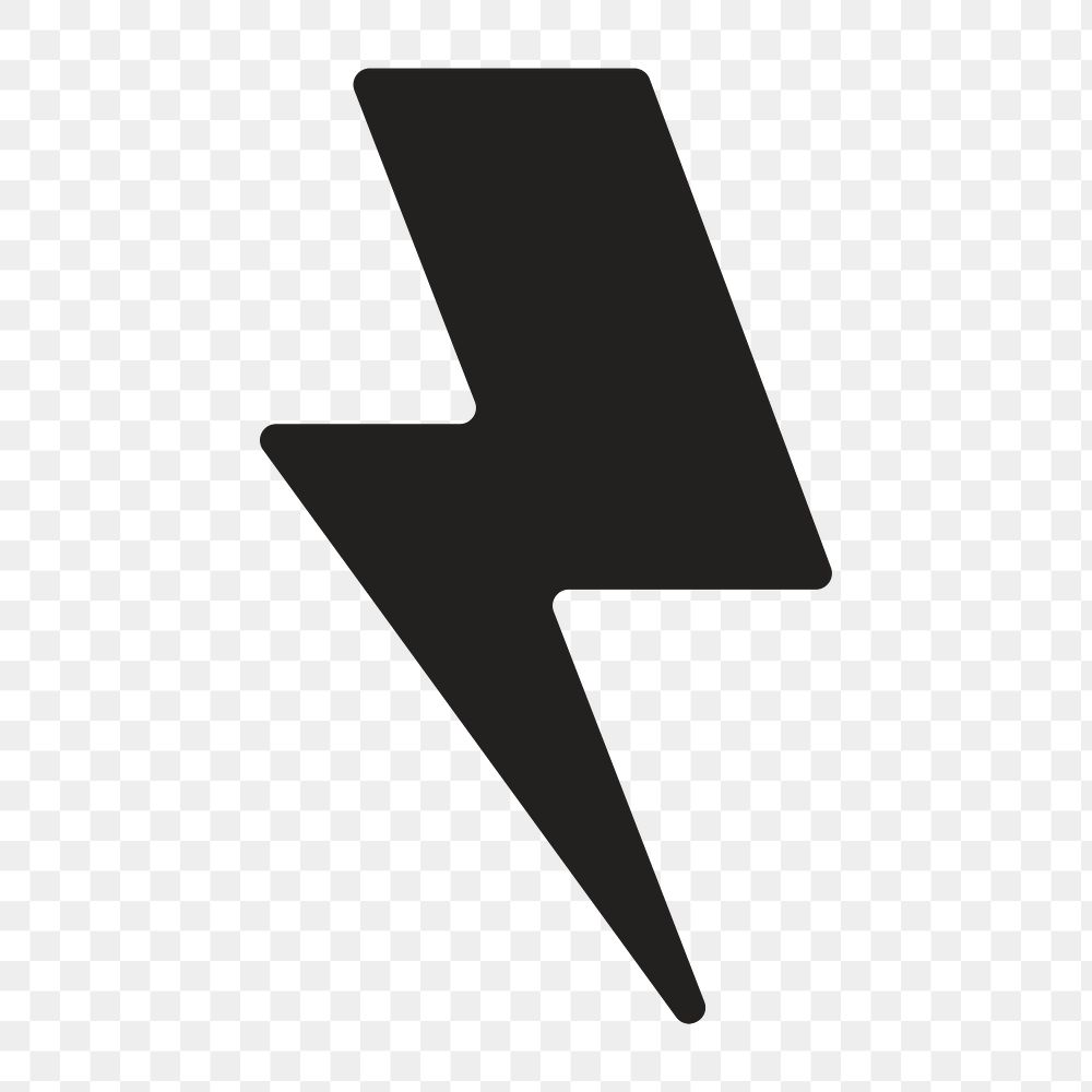 Lightning bolt sign icon png,  transparent background 