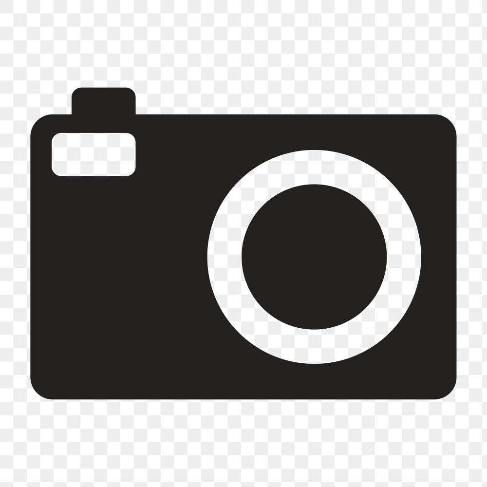 Black camera icon png,  transparent background 