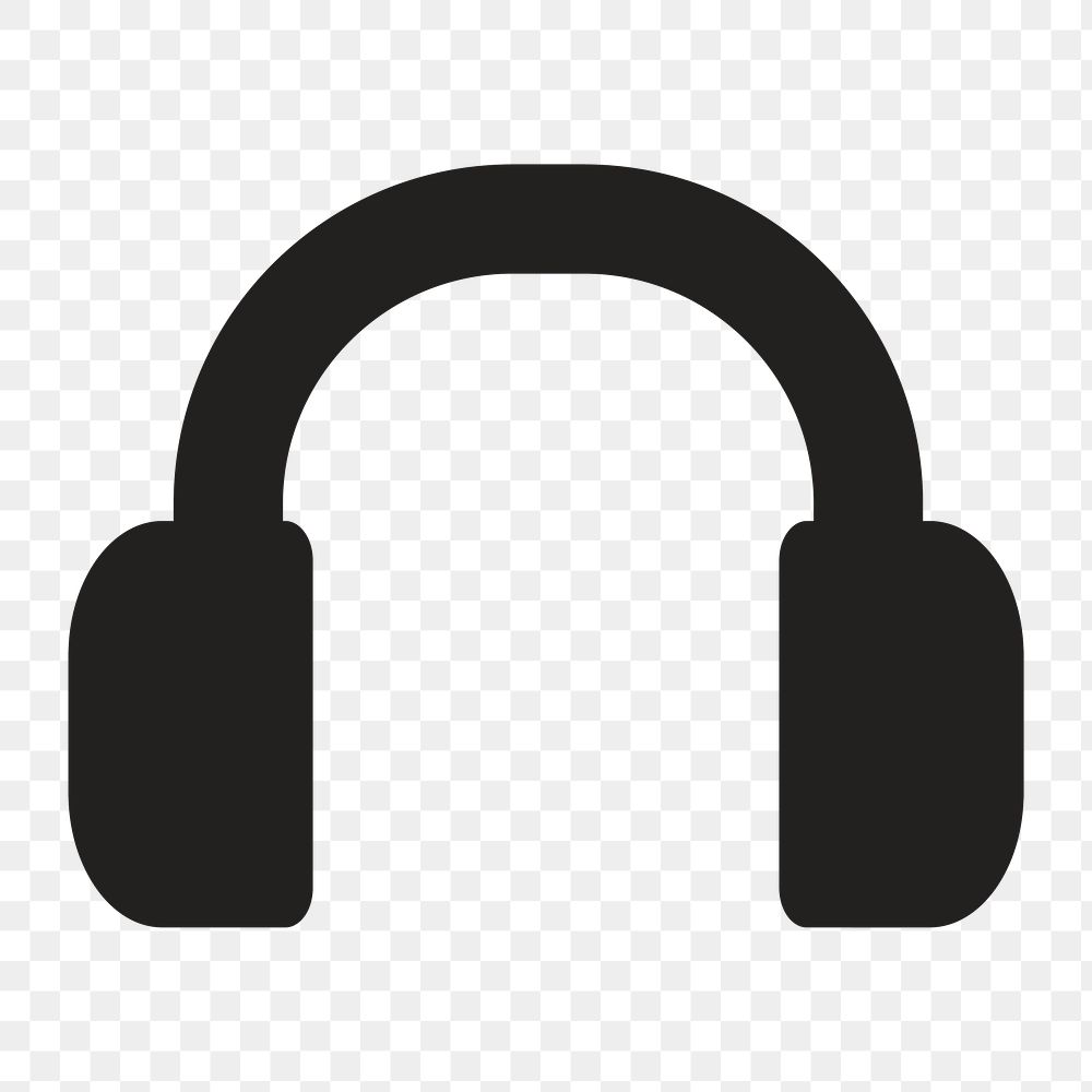 Black headphone icon png,  transparent background 