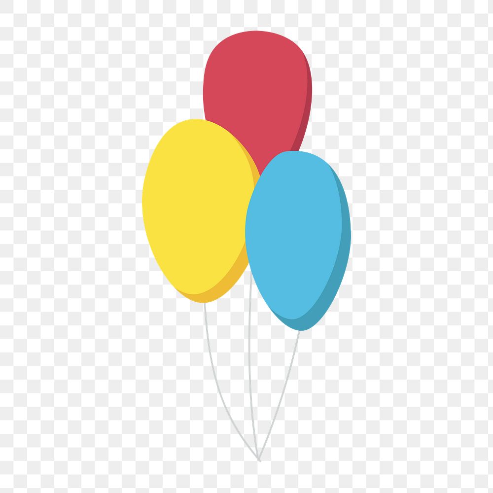 Colorful balloons icon png,  transparent background 