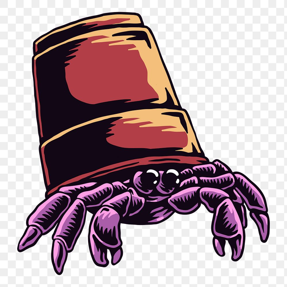 Png Hermit crab in plastic bucket illustration element, transparent background