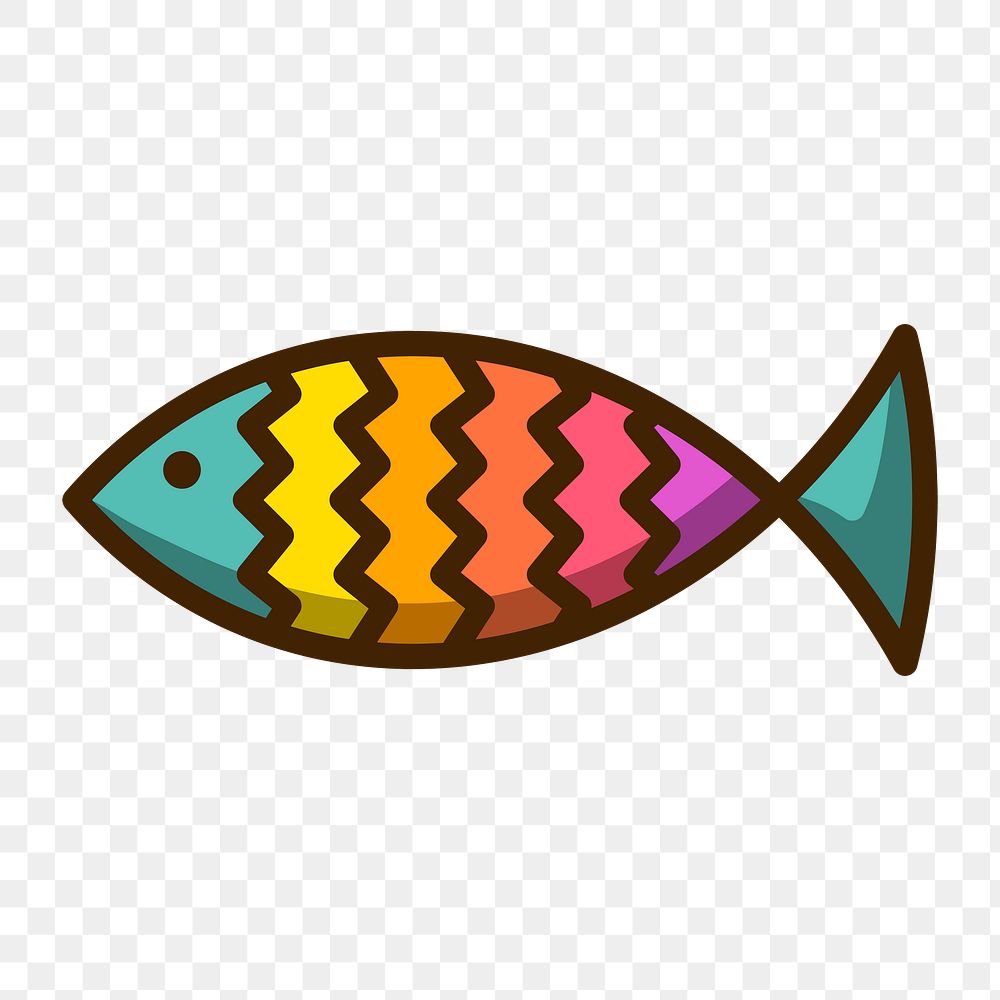 Colorful fish icon png, transparent background 