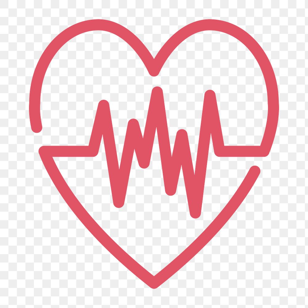 Heart rate icon png cardiogram icon,  transparent background 