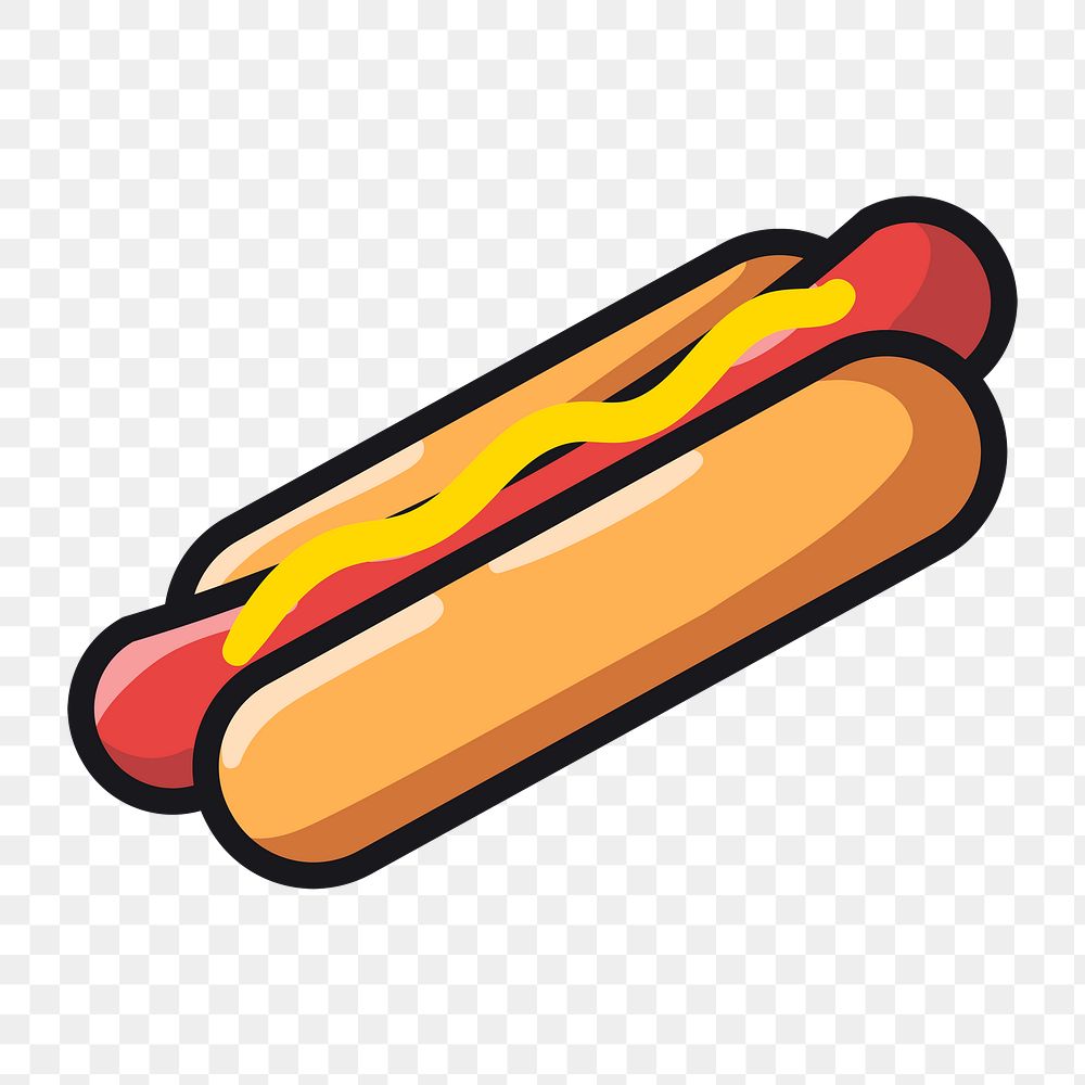 Hot dog icon png, doodle illustration on transparent background 