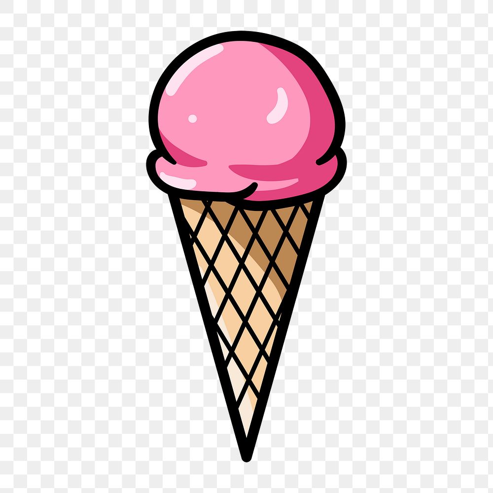 Ice cream cone icon png,  transparent background 