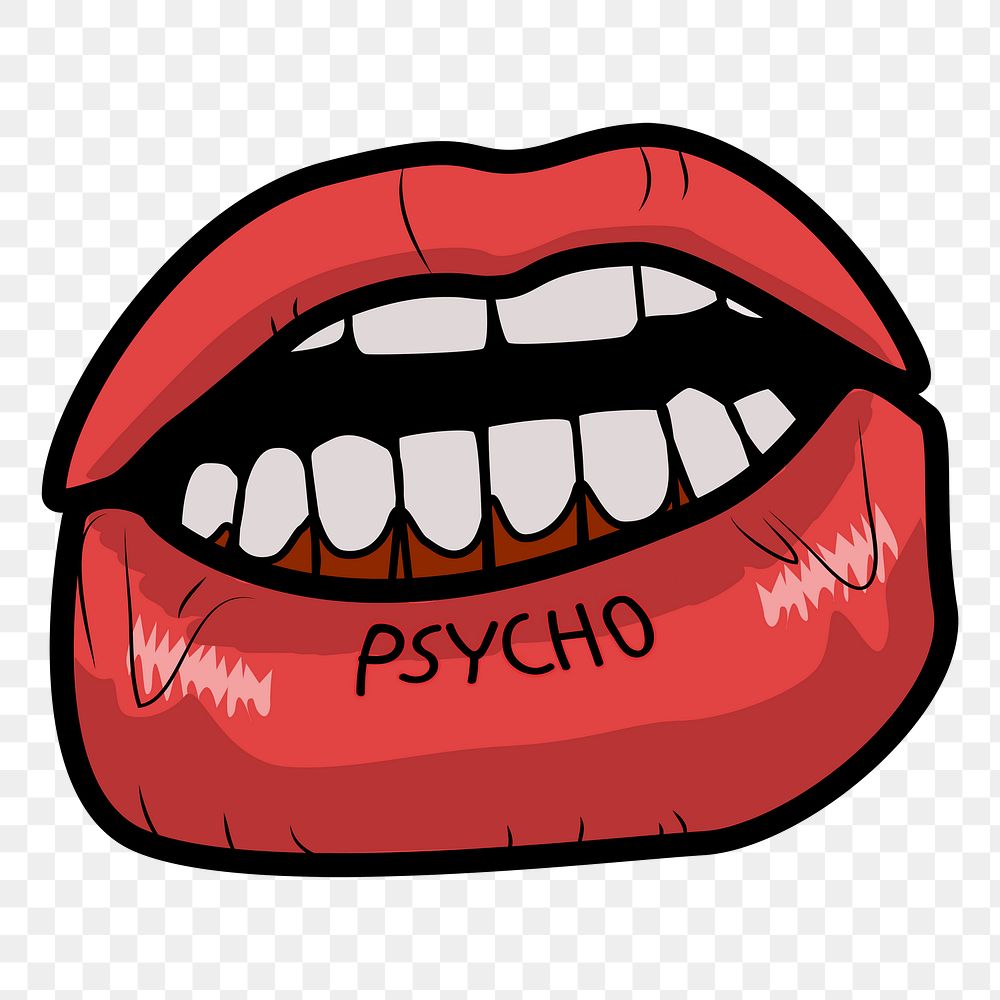 Psycho lip tattoo  png, transparent background